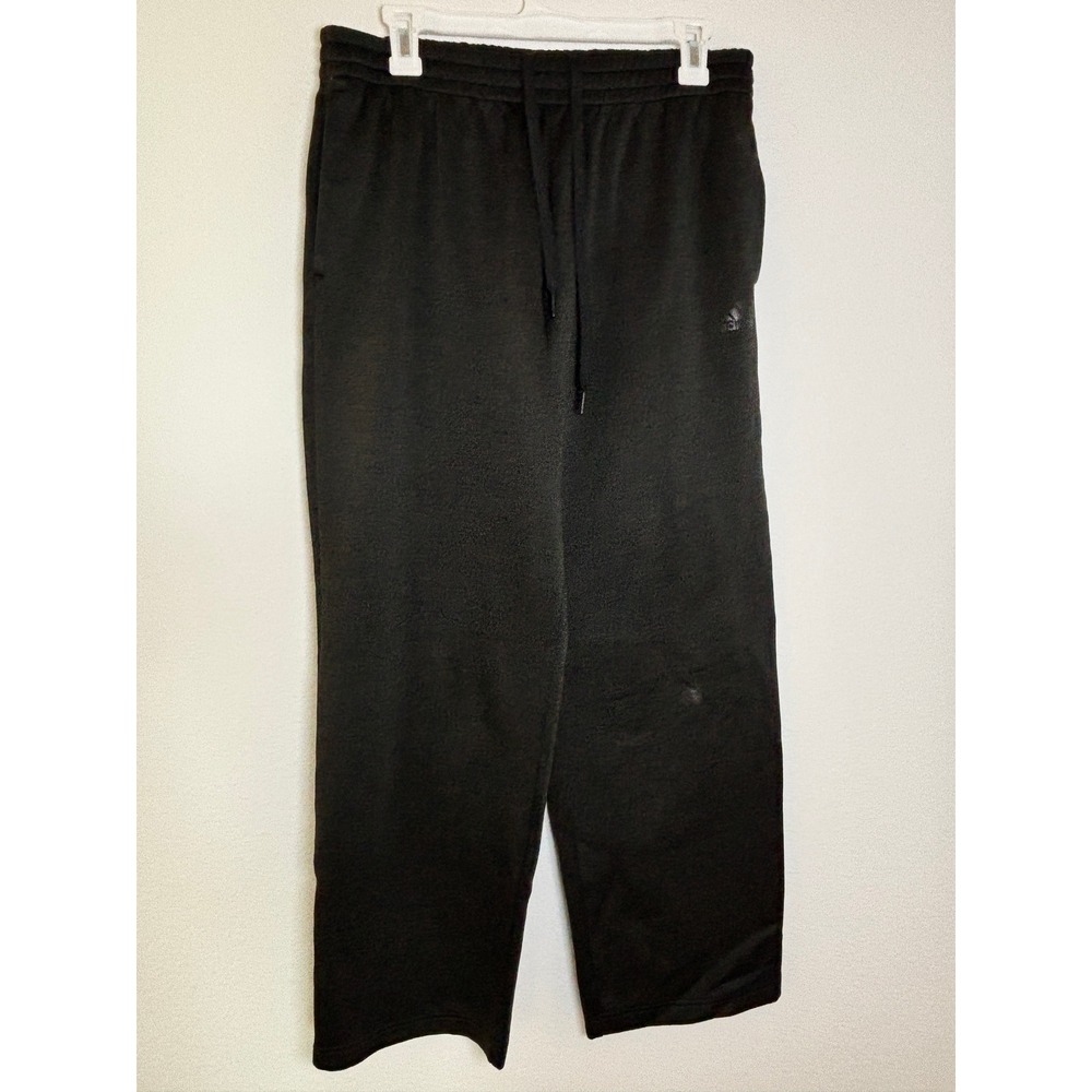 Adidas Black Fleece Lined Sweatpants Straight Leg Drawstring BQ8811 Mens L